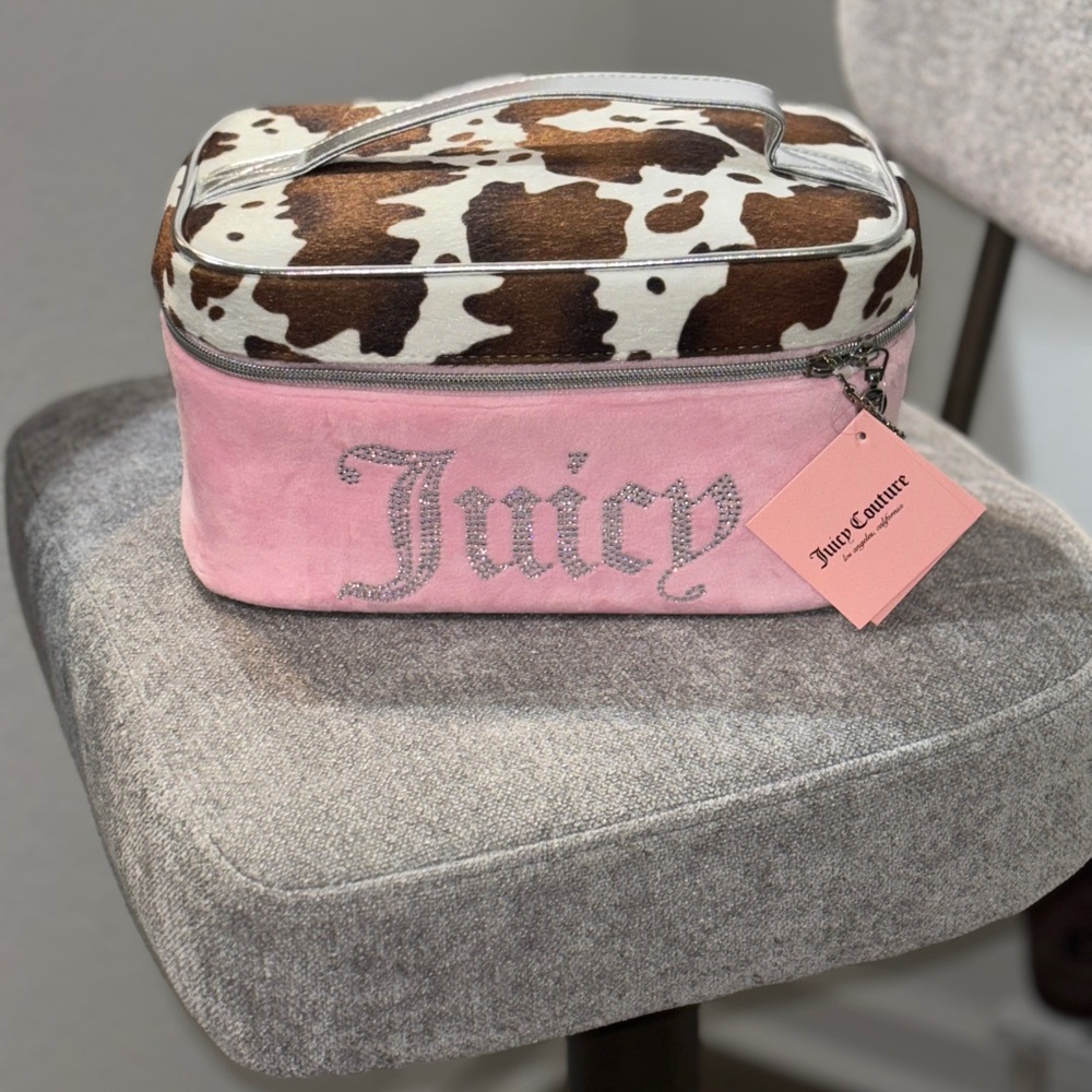 Juicy Couture Y2K Pink and Brown Patterned Vanity Case NWT